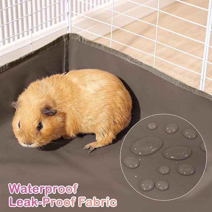 Funfurry Waterproof Guinea Pig Cage Liner,Washable Tarp Bottom Base,Cage Liners for Small Animals,Hamster Chinchilla Hedgehog Ferret Rabbit. (Tan Brown-Paw, 24" X 60")