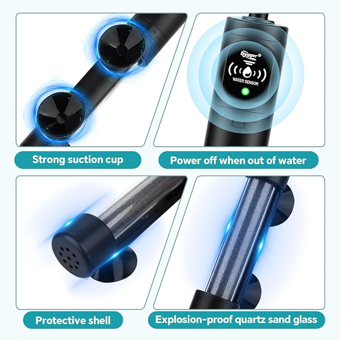 hygger 50W Submersible Aquarium Heater with Digital Temperature Controller, Mini Fish Tank Heater for 5–10 Gallon Tanks, Overheat & Out-of-Water Protection, Freshwater & Saltwater