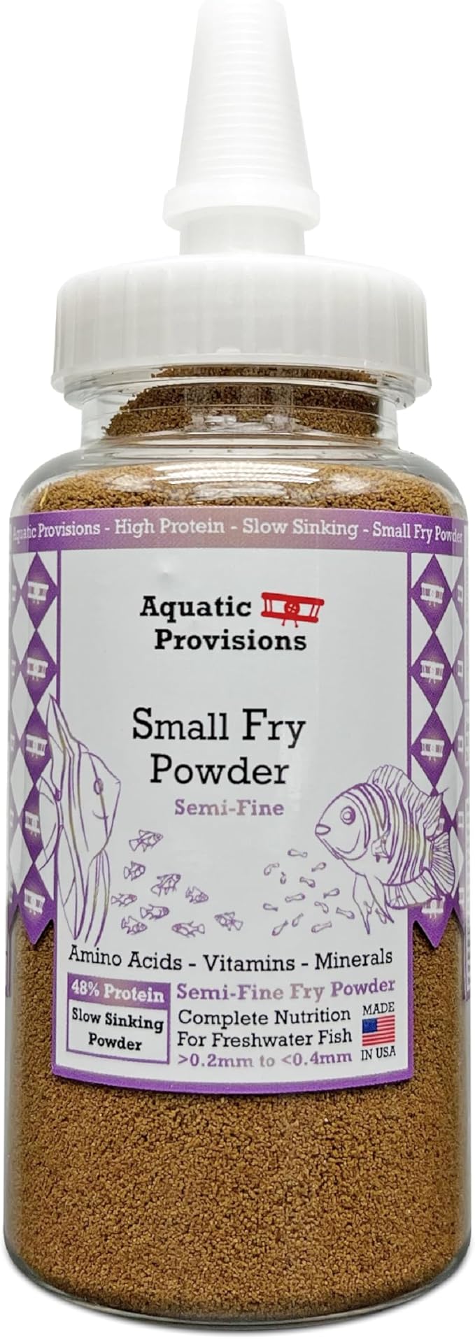 Aquatic Provisions Small Fry Fish Food Powder 3.17 oz, for Breeding and Raising Newborn and Juvenile Freshwater Aquarium Species