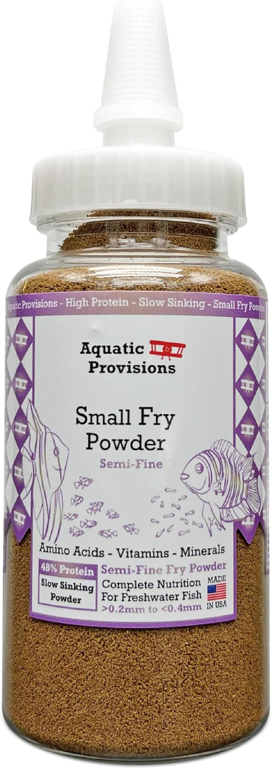 Aquatic Provisions Small Fry Fish Food Powder 3.17 oz, for Breeding and Raising Newborn and Juvenile Freshwater Aquarium Species