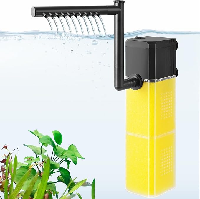 FEDOUR 10W 15W 20W Aquarium Submersible Filter, Quiet Fish Tank Internal Filter with Spray Bar, Powerful Aquarium Filter for 5-80 Gallon Tank (20W for 30-80Gallon)
