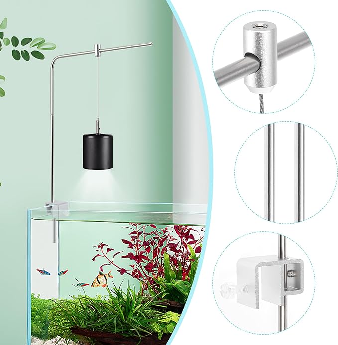 Adjustable Aquarium Light Bracket Mount - Fish Tank Light Holder Aluminum Alloy Aquatic Plant Lighting Holder for Freshwater & Saltwater Aquariums, Silver, 15.74 X 9.84 Inches