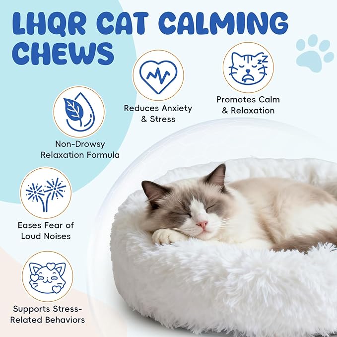 500 Calming Chews for Cats, Helps Reduce Stress with Melatonin, Relaxation for Travel, Boarding,Separation, Grooming Anxiety -with Ashwagandha, Organic Chamomile, L-Theanine & L-Tryptophan Chicken