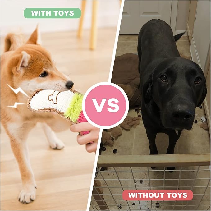 6 Pack Puppy Toys for Teething Small Dogs, Cute Pink Dog Chew Toys for Puppies, Soft Squeaky Dog Toys for Small Breed Cleaning Doggy Teeth, Outdoor Interactive Small Dog Chew Toys Set