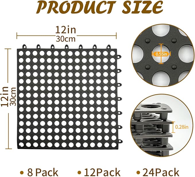 Rabbit Cage Mat for Feet - Pack of 8 Plastic Rabbits Resting Mats 12x12 Bunny Foot Pad Small Animal Cage Accessories for Adult Guinea Pig Chinchilla Ferret, Easy to Cut and Splice (Grey)