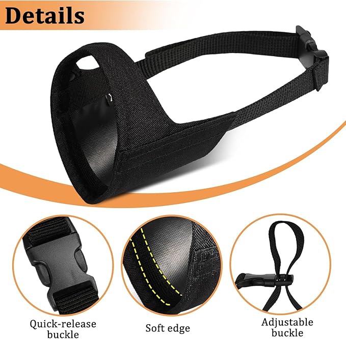 Mayerzon Pitbull Muzzle, Soft Muzzle for American Bully Bulldog Boxers Rottweilers, Anti Fierce Barking Biting Chewing Mouth Guard for Medium Large Short Snout Dogs in Grooming Walking Vet Visits