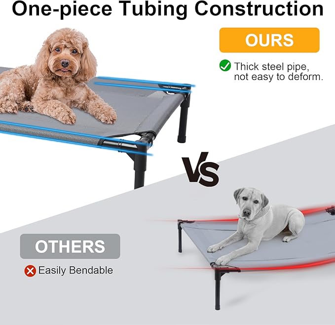 34'' Cooling Elevated Dog Bed with Pillow,Outdoor Indoor Raised Dogs Bed with Four Ice Pack, Breathable Dog Cot Beds with Teslin Small Medium Size Dogs,Outdoor Pet Hammock Bed, Outside Pet Beds(Small)