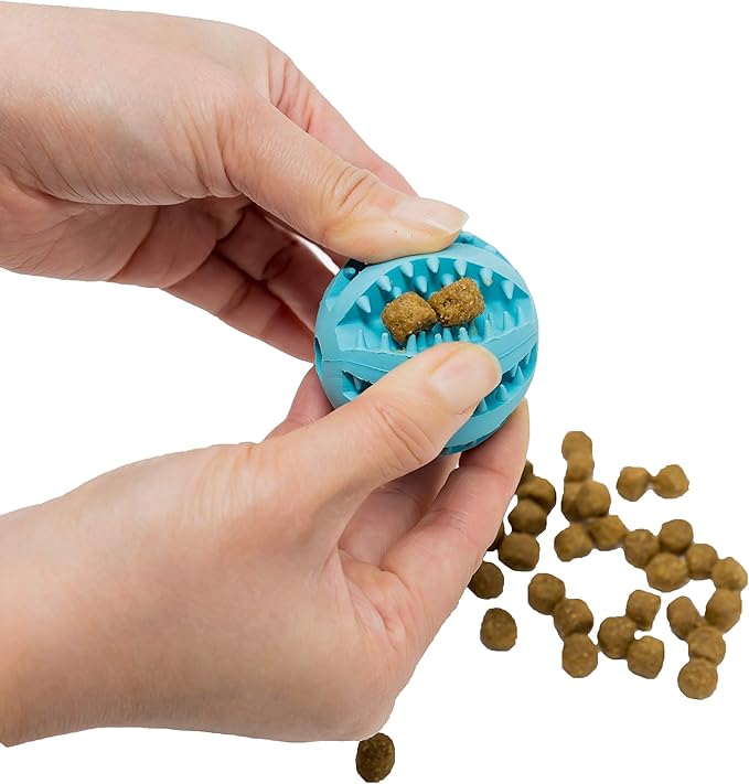 Youngever 2 Pack Dog Ball Toys for Pet Tooth Cleaning, Chewing, Fetching, Treat Ball Food Dispensing Toys (Small 2 Inch)