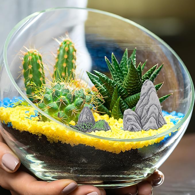 HANABASS 8 Pcs Miniature Rockery Decor Resin Statues for Aquarium and Zen Garden Micro Landscape Small Bonsai Ornaments for Fish Tank and Home Decoration
