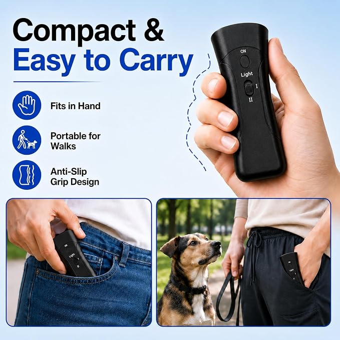 Trainer Ultrasonic for Dogs, Anti Barking Device, 2-in-1 Handheld Dog Repeller, Bark Control Tool for Indoor & Outdoor (2PCS) | Suitable for all pets