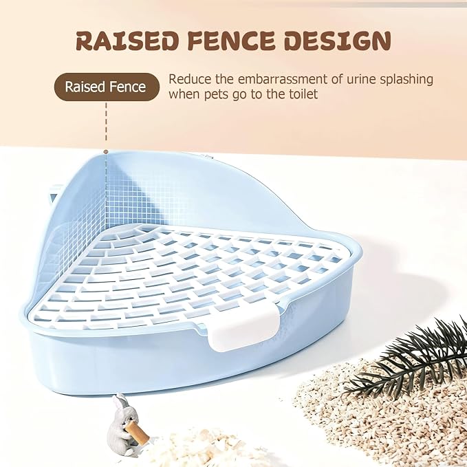 Rabbit Litter Box Bunny Corner Toilet Box for Hamster Ferret Rat Cage Pan 3.9” x 7.5” x 7.5” for Small Animals Traine Tray