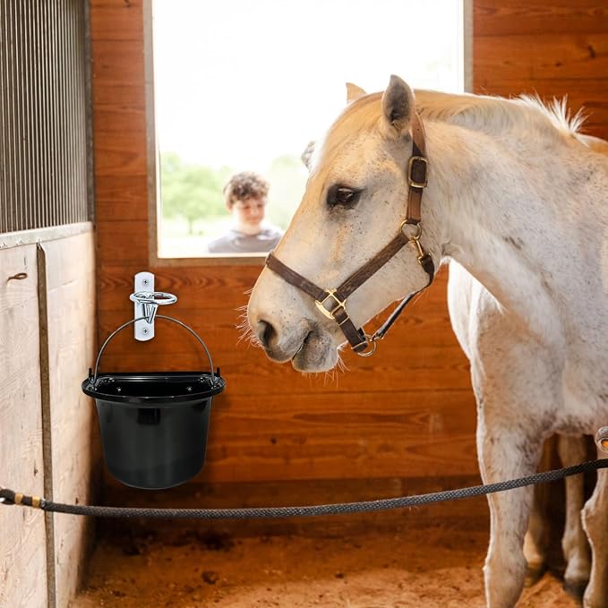 Cididu 10 Pack Bucket Hooks for Horses, Metal Water Bucket Hangers with Screws, Heavy Duty Wall Mount Feed Bucket Holder for Horse Stalls Stable Livestock Barn Farmhouse Supplies