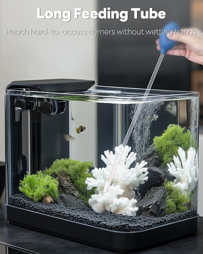 Pawfly Aquarium Coral Feeder 15.7 Inch Long Tube Coral Food Feeder Manual Feeding Tube Fish Excreta Cleaner Long Acrylic Syringe for Reef Marine Fish Shrimp Aquatic Plants