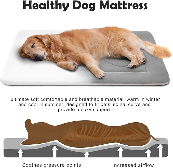 JoicyCo Dog Bed, 36 in Non-Slip Mattress, Soft Fleece Plush Material, Washable, for Medium/Large Dogs, Cat Bed Kennel Pad, Clay Gray