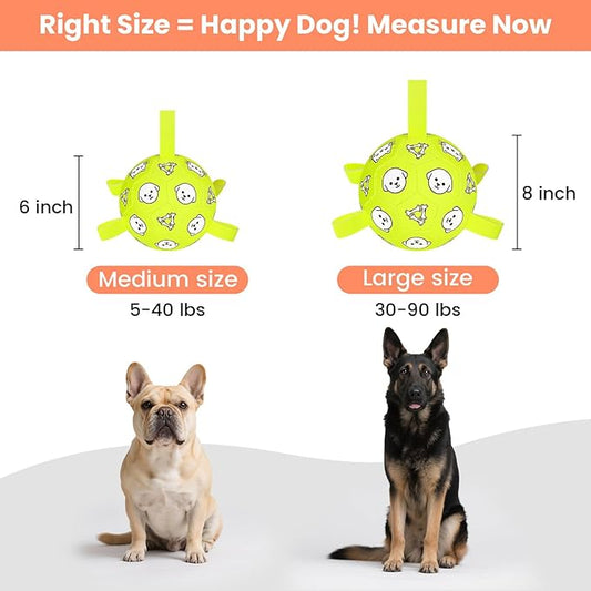 Dog Soccer Ball with Straps - Durable Jolly Ball for Dogs, Large Soccer Ball for Dogs, Dog Toys for Medium Dogs, for Pet Birthday, Outdoor Indoor Play Training Exercise
