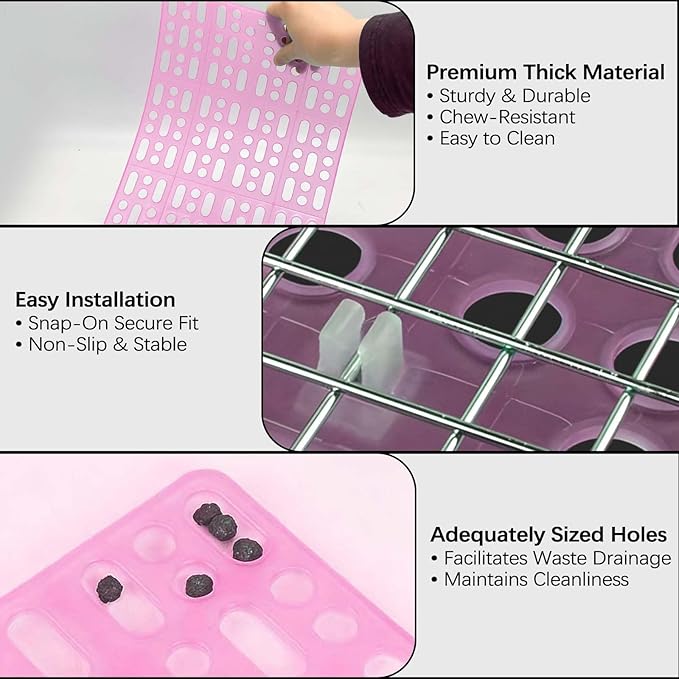 kathson 8 Pcs Rabbit Feet Pad Plastic Bunny Cage Floor Mat Foot Resting Hole Leak Water Nest Mat Pet for Small Animal Hamster Rat Chinchilla Guinea Pig Cats Dogs (Pink)