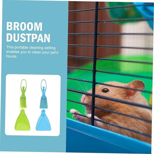 NOLITOY 2sets Mini Broom Dustpan Hamster Cage Cleaning Tool Pet Care Gadget Easy Storage for Cats Rabbits Hamsters Random Color