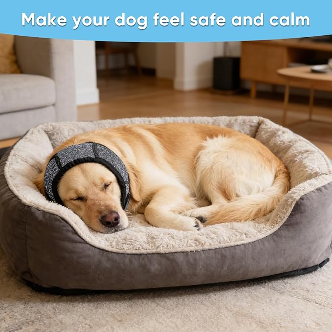 Dog Calming Hoodie,Ear Wrap Hematoma for Dogs,Dog Ear Muffs Noise Protection, Adjustable Head Cover for Anxiety Relief (Grey, Small(Head Circle:10"-15",Weight:17-39 lb))