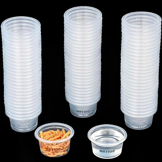 100pcs 1oz Crested Gecko Food and Water Feeding Cups, Reptile Feeder Bowls, for Lizard and Other Small Pet Ledge Accessories Supplies