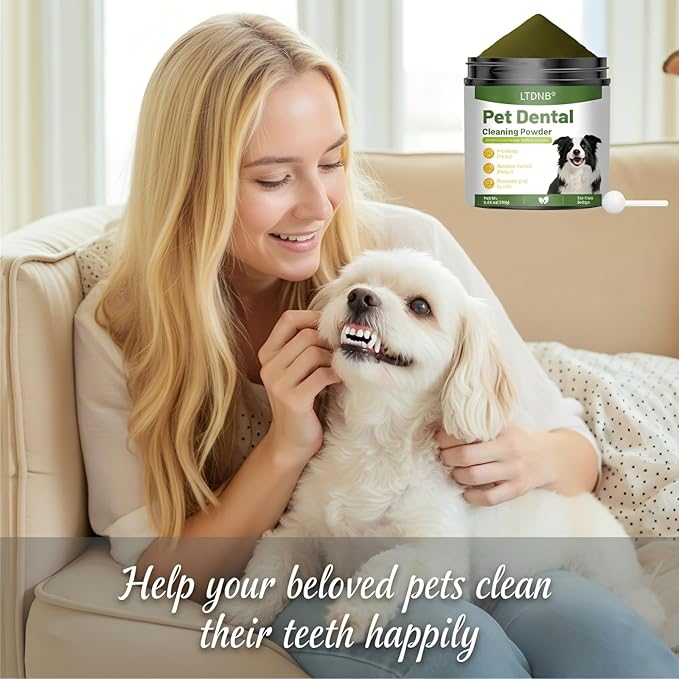 Dog Dental Powder, Dog Teeth Cleaning Powder, Targets Tartar & Reduces Plaque & Bad Breath - Teeth Cleaning Made Easy Eliminate - Meat-Flavored Formulated