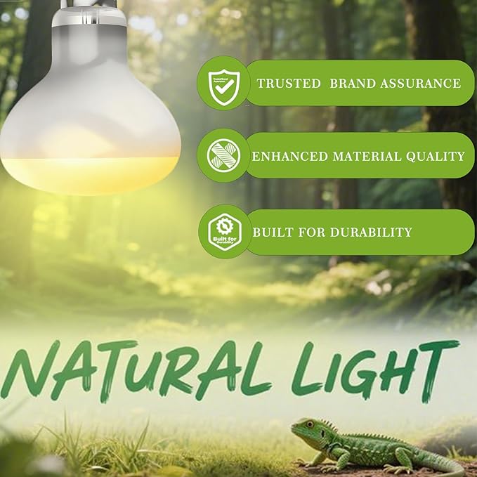 Reptile Heat Lamp Bulb 100W, 2-in-1 Infrared & UVA Sunlight Combo for Day & Night Basking – Perfect for Reptile Terrariums, Bearded Dragon, Snake, Turtle, Lizard