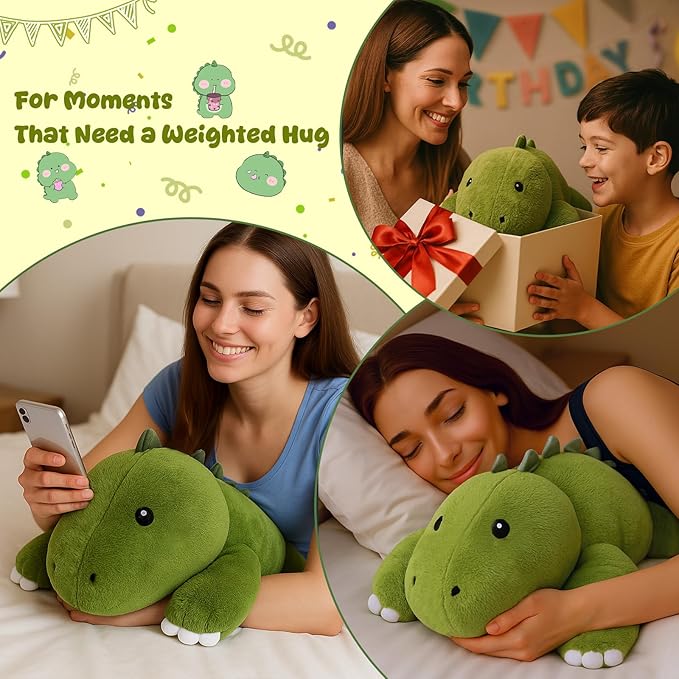 SQEQE Weighted Stuffed Animals Dinosaur Plush, Weighted Stuffed Animals Dino Plushies for Cozy Comfort, Soft T-Rex Pillow Toy for Kids Adults, Valentines & Birthday Gifts 13.8 Inch, 1.7 Lbs