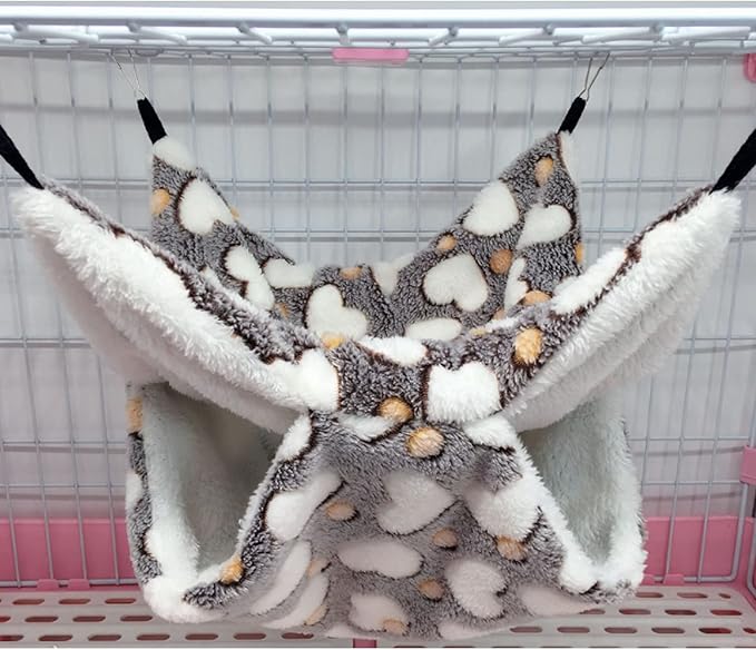 2 Pieces Small Pet Cage Hammock Guinea Pig Bed Hideout, Warm Rat Hammock Bed Bunkbed Sugar Glider Hammock Guinea Pig Cage Accessories Bedding for Squirrel Rat Hedgehog Chinchilla Nest Tent (Coffee)