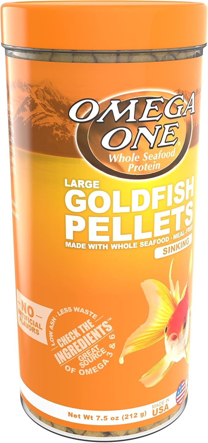 Omega One Goldfish Pellets, Sinking, 6mm Large Pellets, 7.5 oz