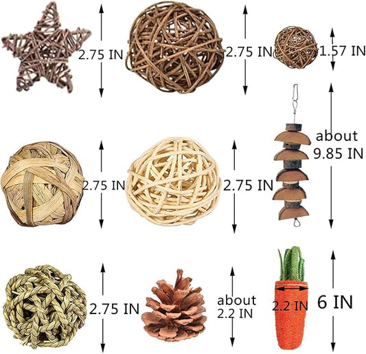 Hamster Chew Toys，24PCS Combined Chew Toys Molar Sticks Sweet Bamboo Apple Branch Molar Toy for Rabbits Pets Chinchilla Squirrel Gerbil Hamster Squirrel Guinea