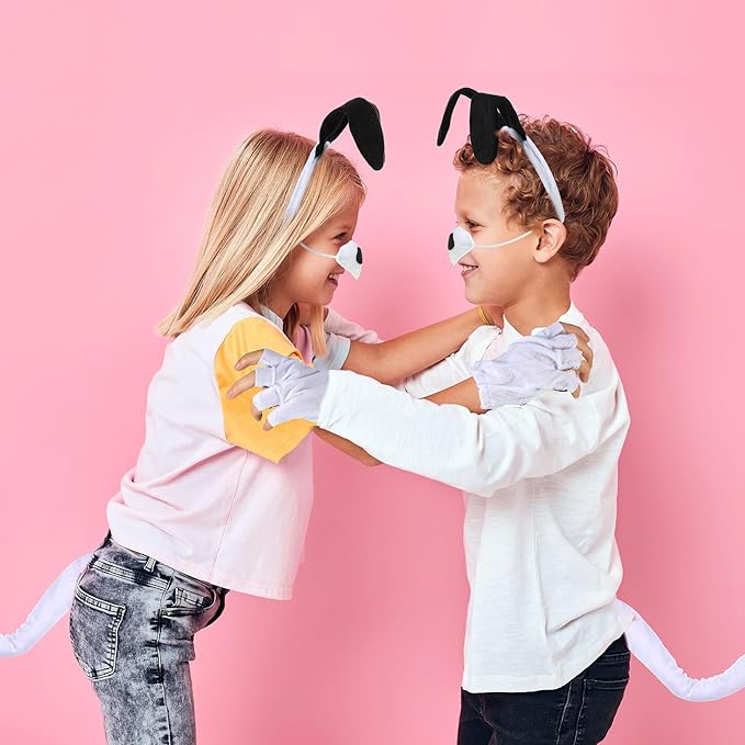 Syhood Puppy Dog Costume Set Ears Headband Bowtie Nose Tail Paw Gloves Accessories for Carnival