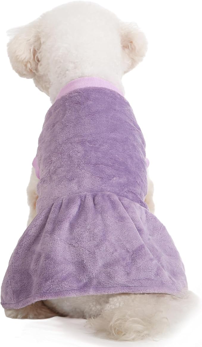 FabriCastle Small Dog Dress Clothes, 3-Pack Sweaters for Small Dogs Girl & Cats, Ultra Soft Warm Pet Coats for Winter, Female Puppy Apparel, Doggy Outfits XXS – XL (Pink,Violet,Rosepink, X-Large)