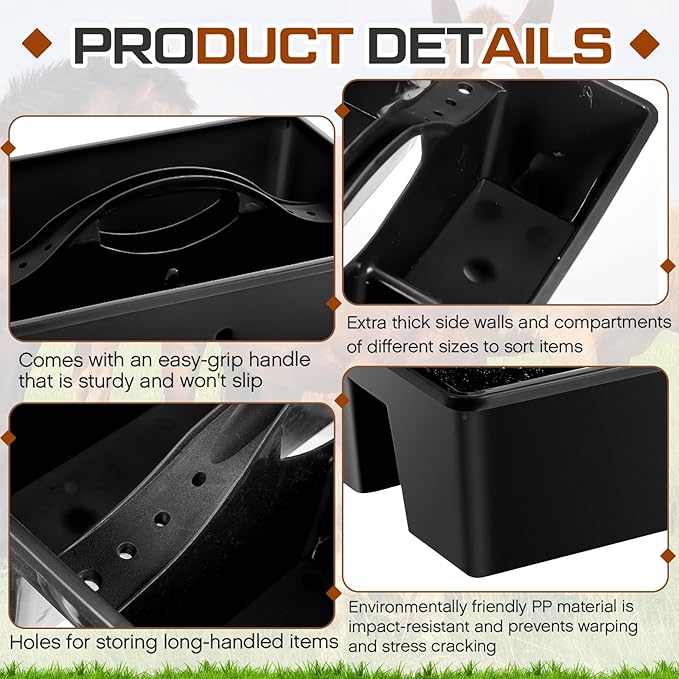 8 Pc Horse Grooming Kit - Includes Grooming Box, Face & Body Brush, Sweat Scraper, Hoof Pick, Mane & Tail Comb, Bathing Sponge - Gift for Horse Riders & Beginners