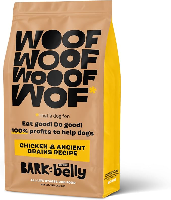 Bark in the Belly Chicken & Ancient Grains Recipe Premium Dog Food – 15 lb Bag (6.8 kg)