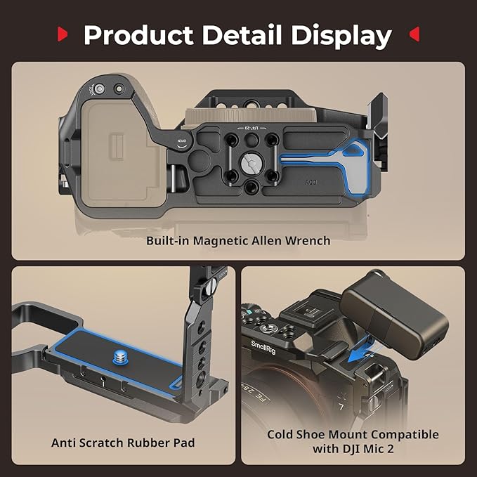 SmallRig A7 V / A7R V / A7 IV HawkLock Quick Release Full Cage for Sony Alpha 7 V/Alpha 7R V/Alpha 7 IV Camera