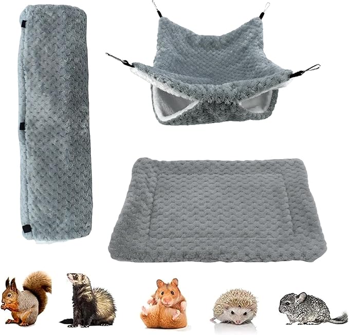 Hamster Hammock, Plush Nest Cave Tunnel, Pet Hammock, for Sugar Glider, Ferret, Hamster, Sleeping, Resting, Hiding, Playing, Climbing, Winter