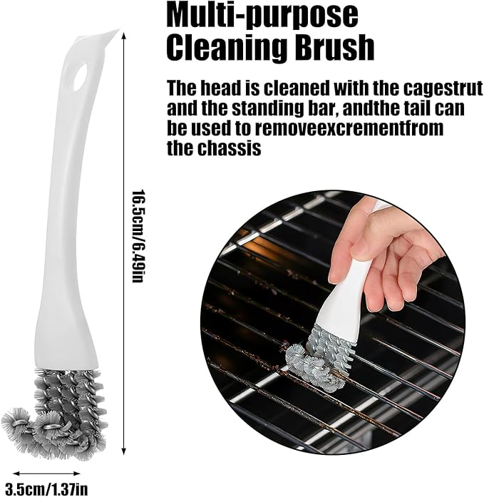 5 Pcs Bird Cage Cleaner Set,Stainless Steel Poop Remover Bird Cage Accessories,Bird Cages Cleaning Brush & Scraper,Cleaning fork & shovel,Mini Dustpan and Broom Set,for Small Animal Cages Clean