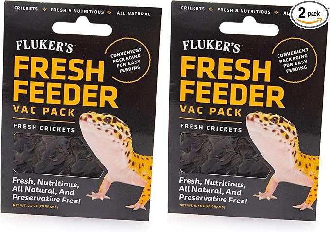 Fluker's Fresh Feeder Vac Pack Crickets, All Natural and Preservative Free, Great for Insect Eating Reptiles, Birds, or Small Animals, 0.7 oz (Pack of 2)