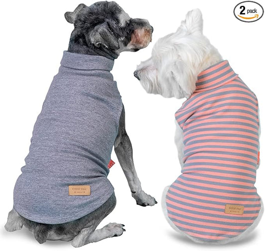 KYEESE 2Pack Dog Sweater Warm Dogs Clothes Stretchy Pets Clothes Soft Pets Coats Turtleneck Pet Sweatshirt Turtleneck Dog Sweaters for Small Dogs Girl