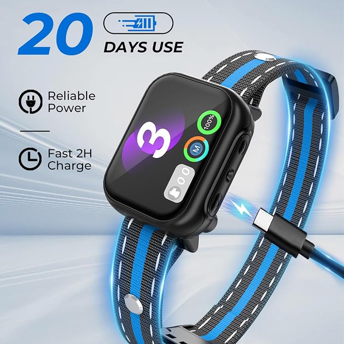 RPZ Smart Dog Bark Collar for Small Medium Large Dogs 8-150 Lbs, Blue | Rechargeable anti barking collar with bark count tracking, 4 training modes, 3 sensitivity levels and IP67 waterproof