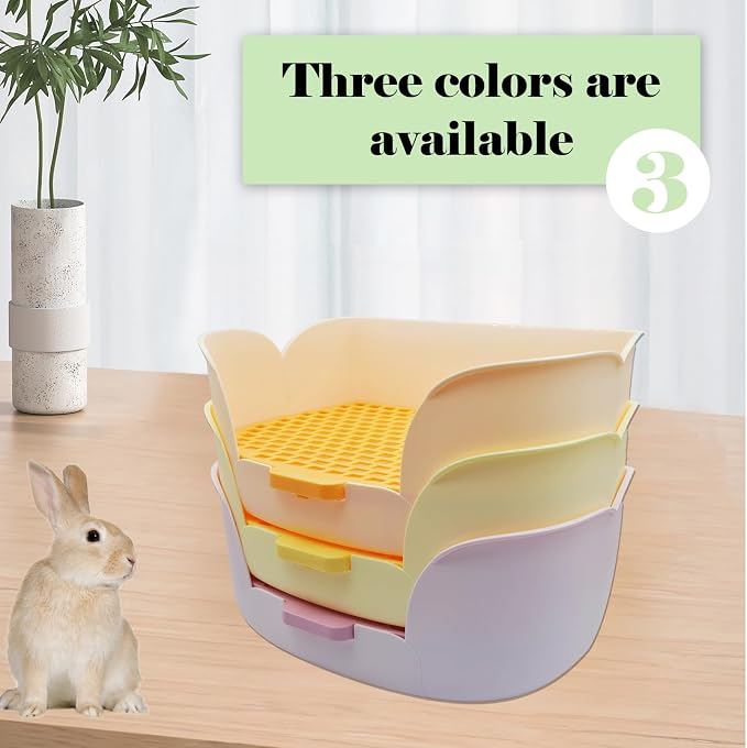 PINVNBY Litter Box for Rabbits,Plastic Rabbit Pan with Grate,Bunny Potty Training Corner Detachable Rabbit Toilet Bedding Accessory for Hedgehog Chinchilla Ferret (Orange)