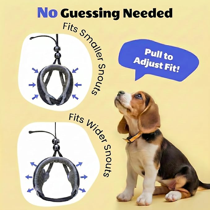 One-Pull Adjustable Dog Muzzle for Small Dogs, No Size Guessing, Soft Comfort Fit, Allows Panting & Drinking, Prevents Biting, Size 0 (Snout Length: 0.9–1.4")
