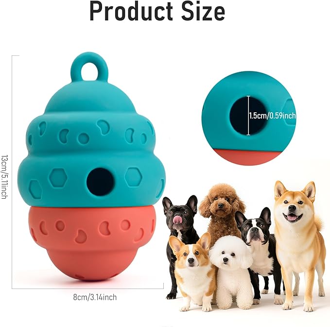 Dog Treat Toys for Medium Small Dogs, Silicone Dog Toy Treat Dispenser Slow Feeder Interactive Toys for Boredom, Enrichment Pet Toys Dispensing -Keep Them Busy- Outdoor with Buckle 1 Pack Orange