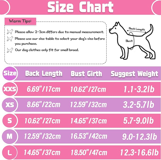 4 Pack Dog Shirts for Small Dogs Spring Summer Printed Puppy Clothes Cute Pet T Shirts Dog Clothes for Small Dogs Cats Girl (Grey+Pink+Purple,Black, XXS)