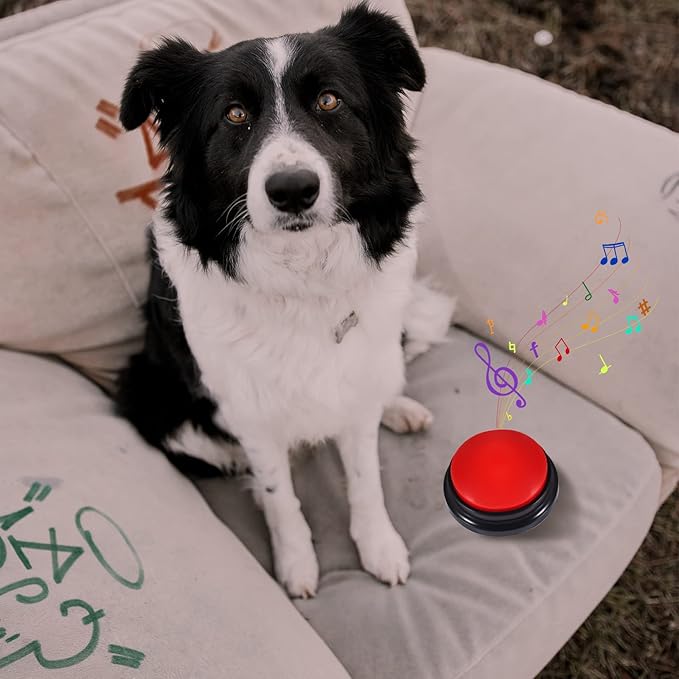 KINBOM Pet Communication Button for Dogs, 30 Seconds Voice Recording Button Dog Pet Training Buzzer Pet Interactivity Device Dog Bells for Potty Training, Not Include Batteries (Red)