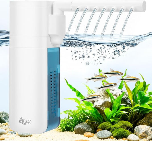 AQQA Aquarium Filter for 20-40 Gallon Fish Tank Whisper Filters in-Tank Submersible Filter 158GPH with Mechanical and Bio Filtration for Crystal Clear Tank(7W for 20-40 Gal Tank)