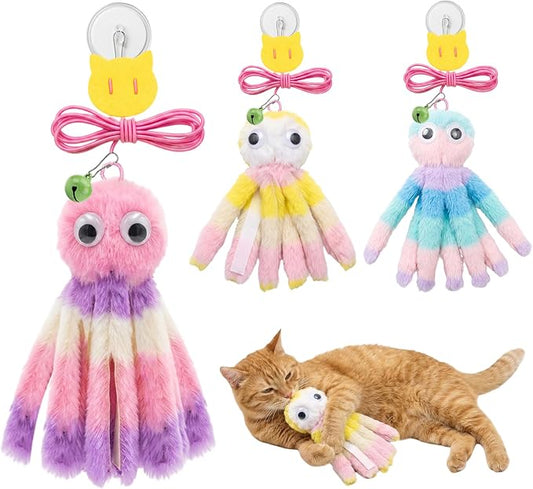 Walfront Octopus Door-Hanging Cat Wand Toy – Interactive Teaser with Swinging Tentacles, Hands-Free Self-Play Toy for Indoor Cats & Boredom Relief