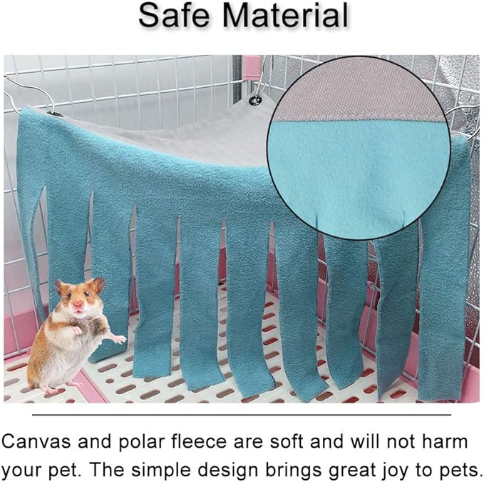 WishLotus Hamster Hideout, Small Animal Hideaway Tent Fleece Forest Pet Cage Accessories Nest Bedding for Chinchilla Guinea Pig Hedgehog Rat Squirrel Ferret Dwarf Bunny (Blue+Grey)
