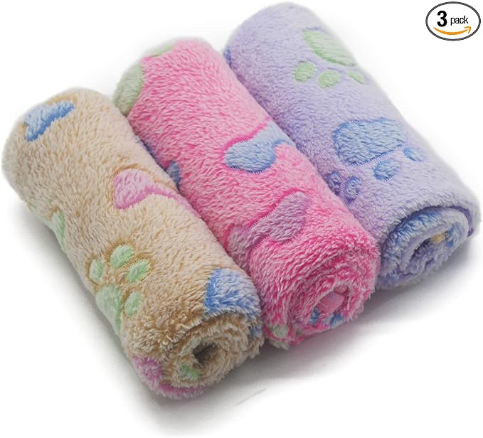 1 Pack 3 Puppy Blankets Super Soft Warm Sleep Mat Bone Print Cute Blanket Fluffy Premium Fleece Pet Blanket Flannel Throw Dog Blankets for Small Dogs Puppy Cat,Large(40"x30")