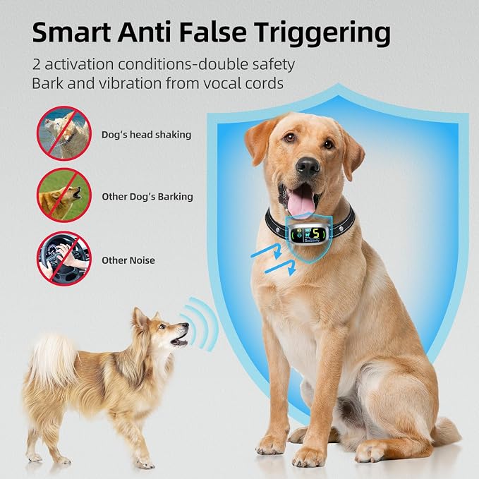 FAFAFROG Dog Bark Collar for Large Medium Small Dogs, Rechargeable Smart Bark Collar, Anti Barking Training Collar with 5 Adjustable Sensitivity Beep Vibration (Silver)