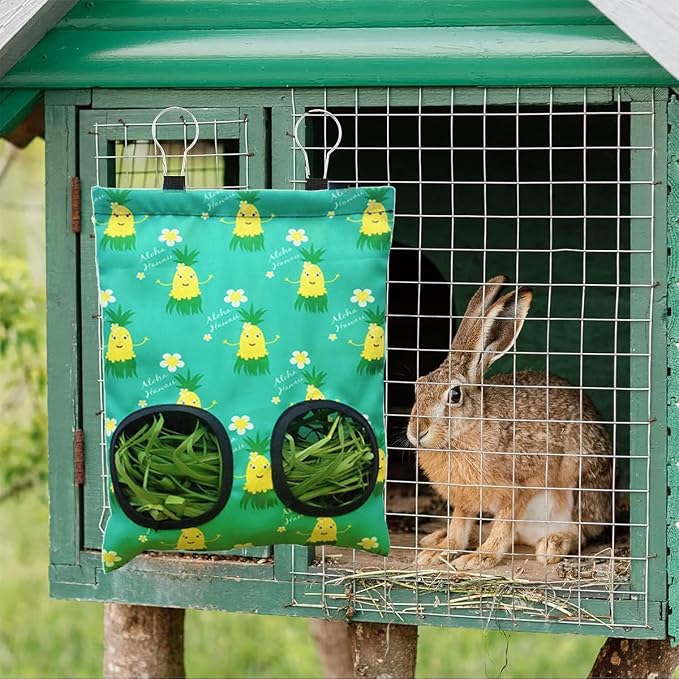 Rabbit Hay Feeder Hanging Feeding Hay Guinea Pig Hay Feeder Storage for Bunny Chinchilla Hamster (2 Windows) (Corn-2 Holes)